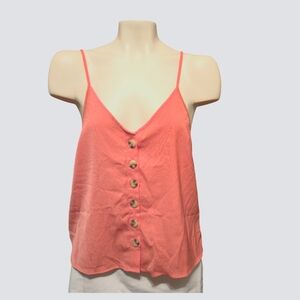 PAPER CRANE Button Down‎ Lightweight Cami Tank Top Samon Pink Size Small